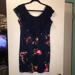 Blue floral cocktail dress